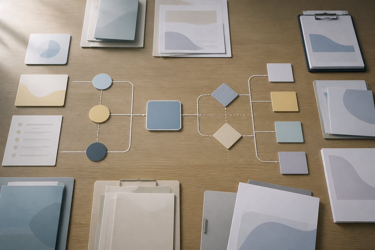 Organização visual das entradas e dados usados em um processo empresarial